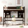 Twin size Loft Bed with Storage Shelves; Desk and Ladder