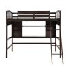 Twin size Loft Bed with Storage Shelves; Desk and Ladder