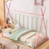 Metal Twin Size House Platform Bed with Triangle Structure