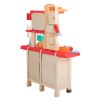 Large Pretend Play Kitchen Set Kids Cooking Playset with Realistic Lights; Vivid Sounds; Play Phone; Clock and 65 Pcs Accessories; 3 +; Blue XH