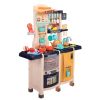 Large Pretend Play Kitchen Set Kids Cooking Playset with Realistic Lights; Vivid Sounds; Play Phone; Clock and 65 Pcs Accessories; 3 +; Blue XH