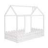 (Slats are not included) Twin Size Wood Bed House Bed Frame with Fence; for Kids; Teens; Girls; Boys