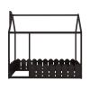 (Slats are not included) Twin Size Wood Bed House Bed Frame with Fence; for Kids; Teens; Girls; Boys